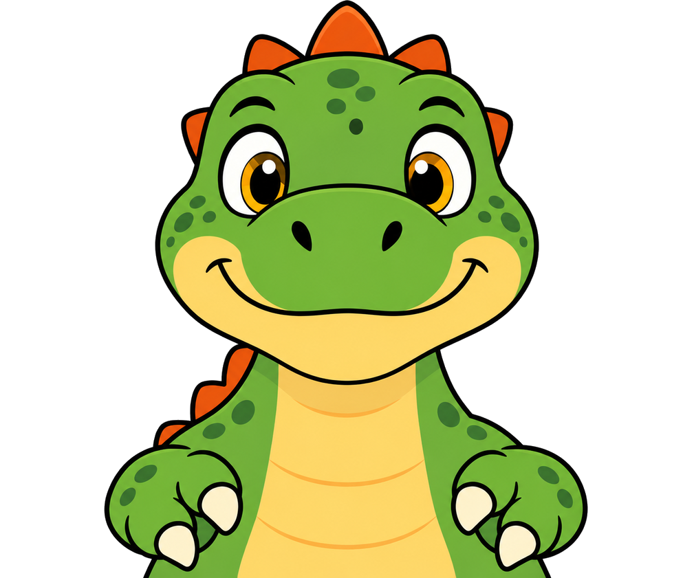 A friendly green dinosaur